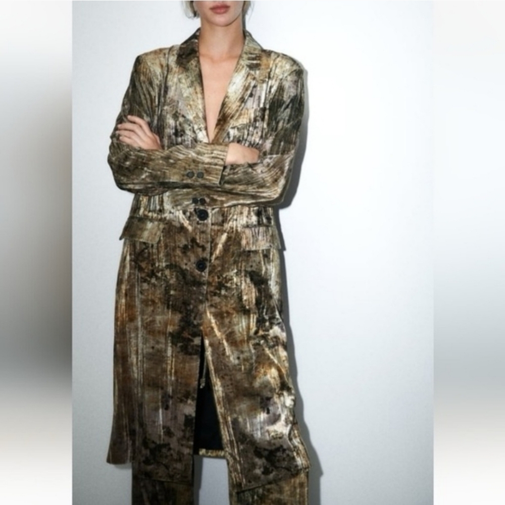 New Zara Tie Dye Velvet Coat NWT XS